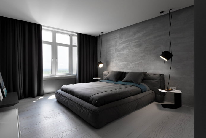 Chambre sombre de style moderne