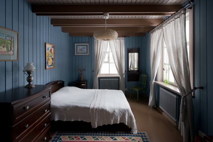 Schéma de couleurs de la chambre à coucher de style rustique