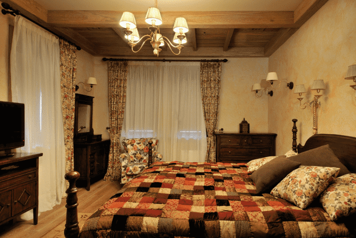 Éclairage de chambre à coucher de style campagnard