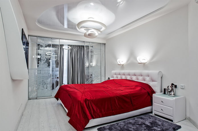 textiles dans une chambre à coucher de style high-tech