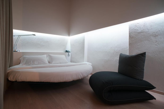 Meubles dans une chambre à coucher de style high-tech