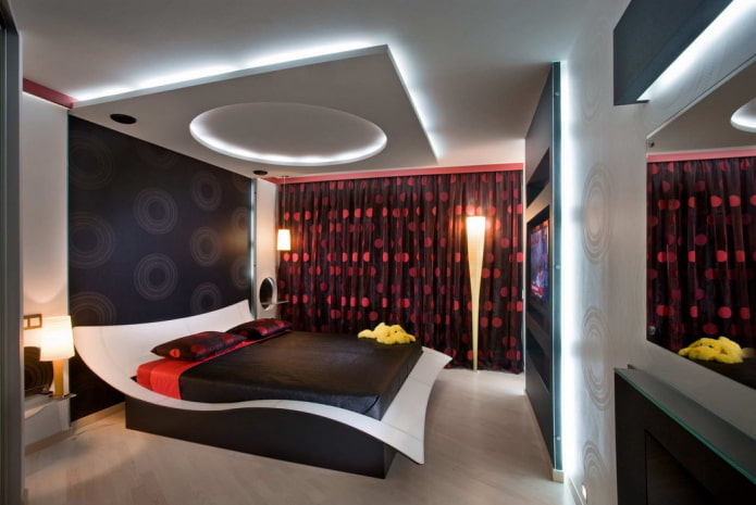 Textiles dans une chambre à coucher de style high-tech