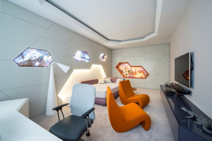 Décoration d'intérieur de chambre de style high-tech