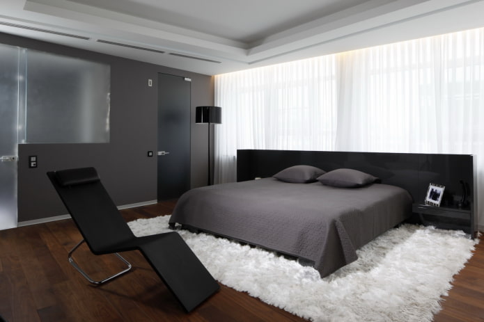Textiles dans une chambre à coucher de style high-tech