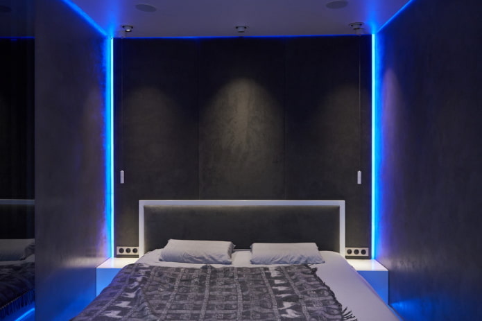 Éclairage d'une chambre de style high-tech