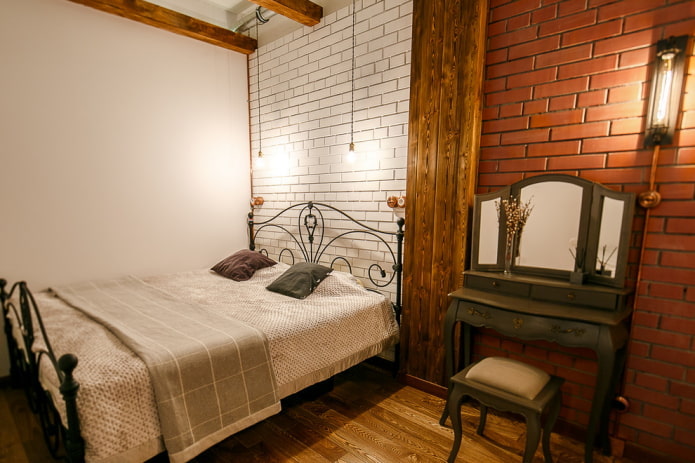 meubles à l'intérieur d'une chambre de style industriel