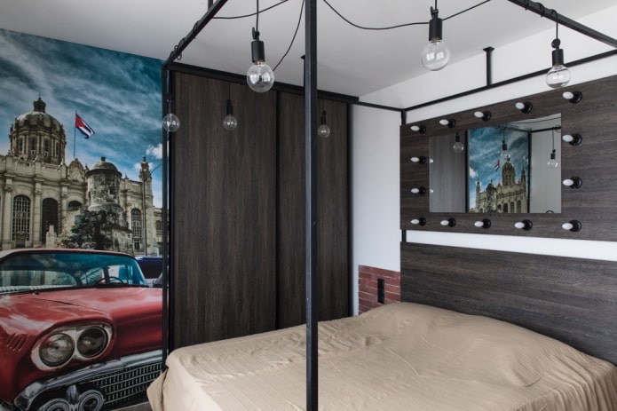 Conception d'une petite chambre de style industriel