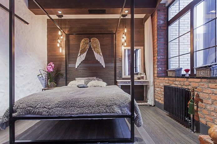 Chambre de femme de style industriel