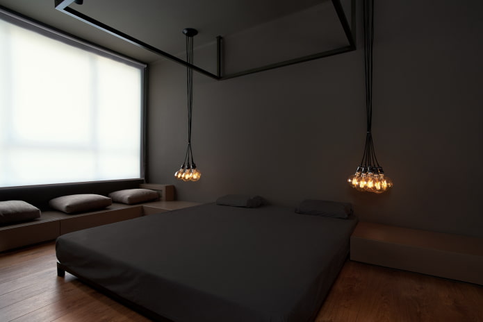 Éclairage intérieur d'une chambre de style minimaliste