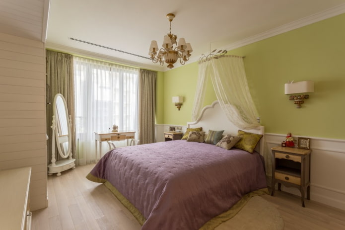 textiles et décoration dans l'intérieur de la chambre de style provençal
