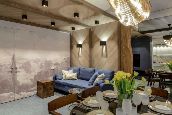 spots dans le design du salon