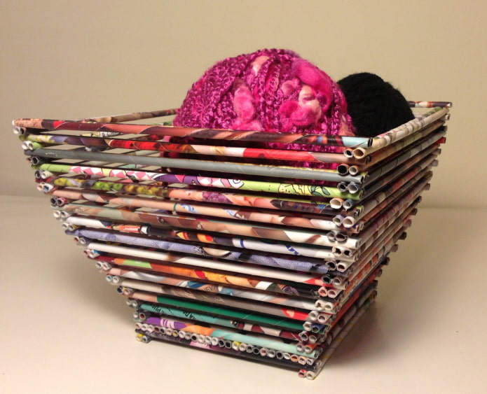 panier pour fil à partir de tubes de magazines