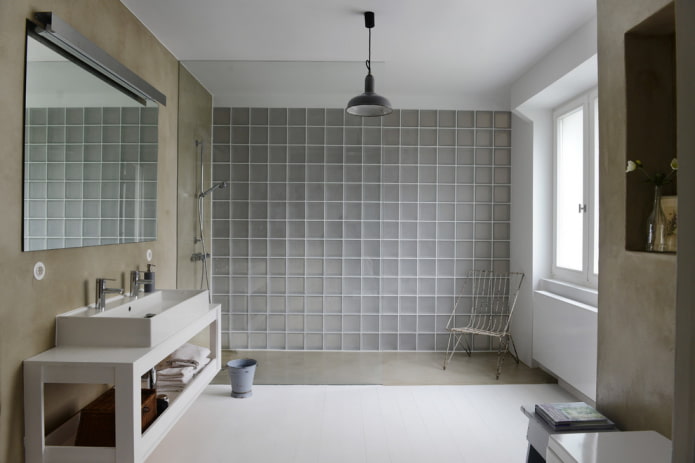 carrelage en verre gris