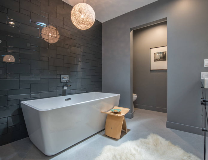 carrelage en verre gris foncé