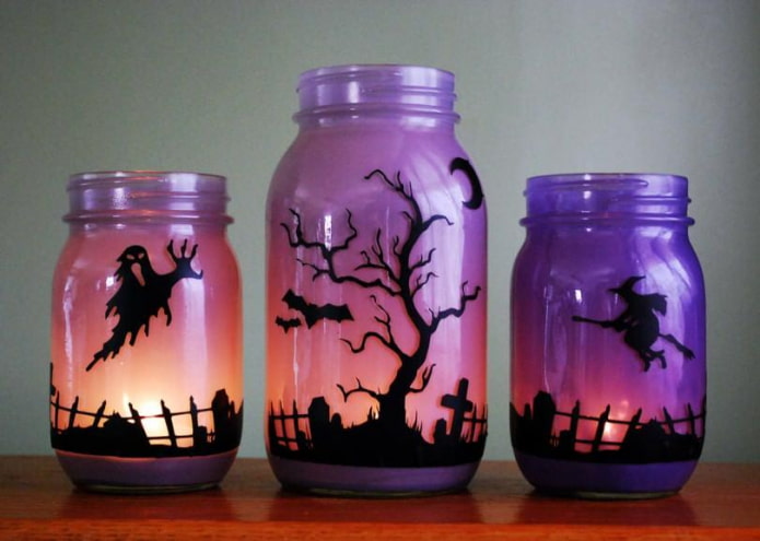 candlesticks made of jars
