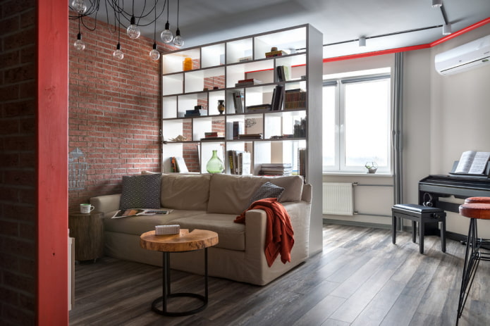 cloison en forme de rack dans l'intérieur dans le style loft