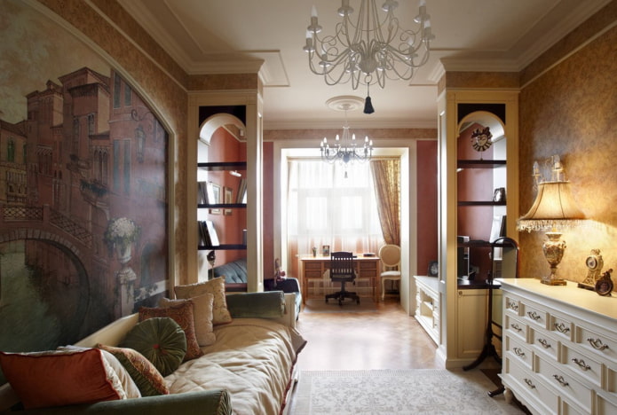 cloison en forme de rack à l'intérieur dans le style classique