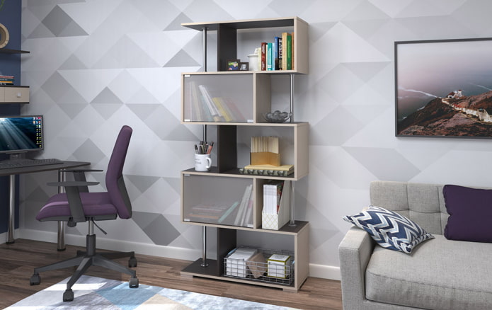Étagère en zigzag dans l'intérieur