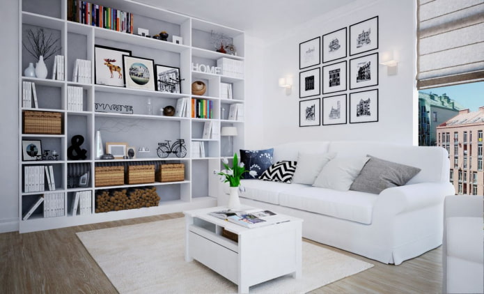 Structure de rack dans un intérieur de style scandinave