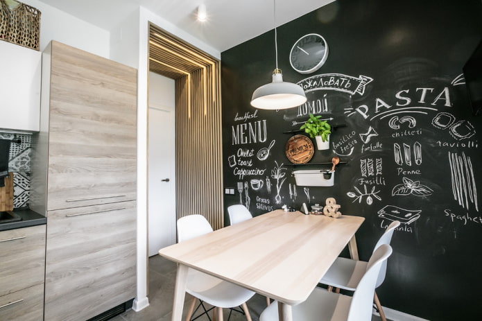 Mur en ardoise dans la cuisine