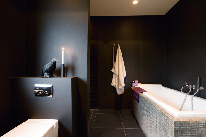 Murs noirs dans la salle de bain