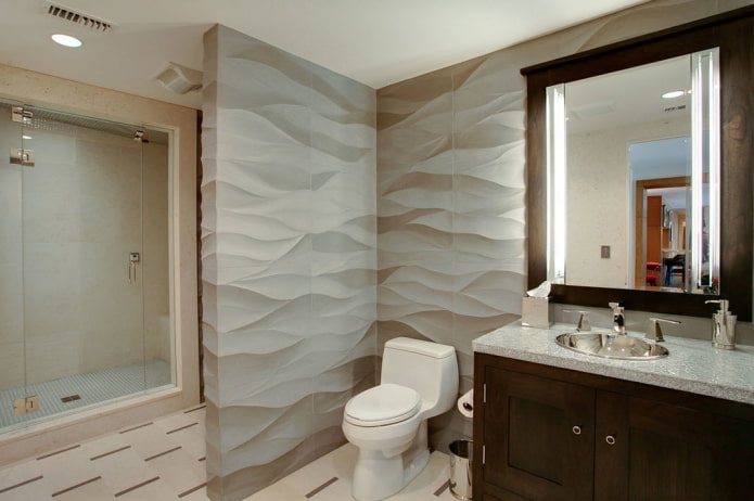 Mur 3D dans l'intérieur de la salle de bain
