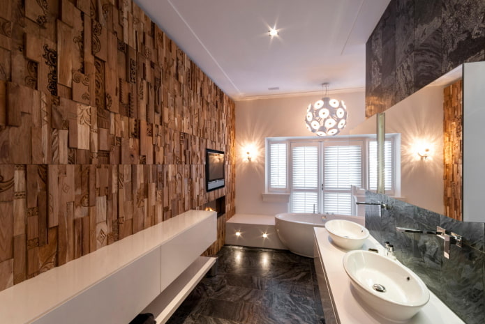 Mur 3D dans l'intérieur de la salle de bain