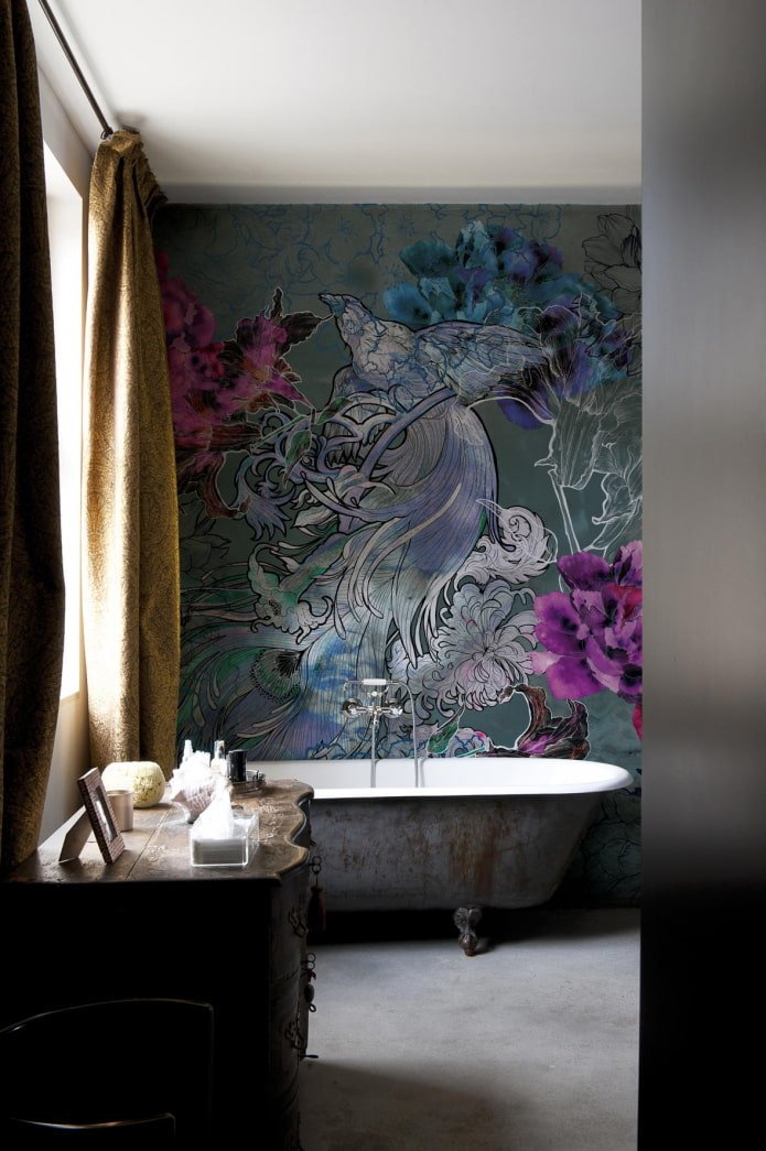 Murs peints dans la salle de bain