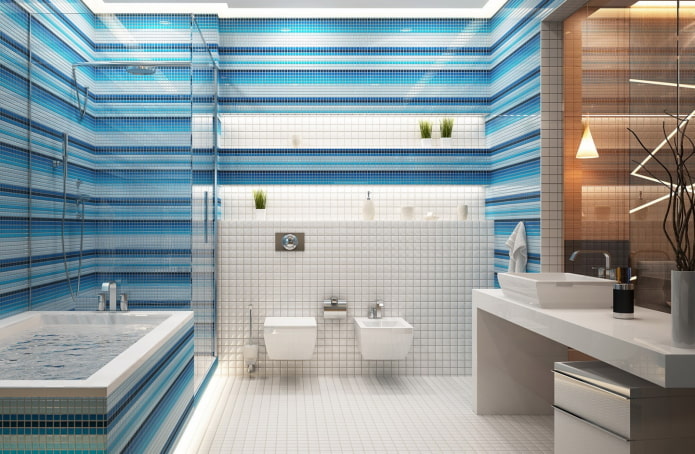 Murs rayés dans la salle de bain
