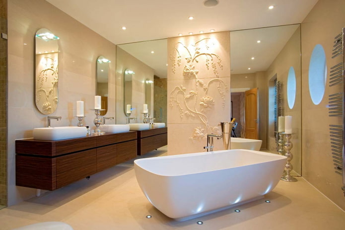 Conception de mur d'accent dans la salle de bain