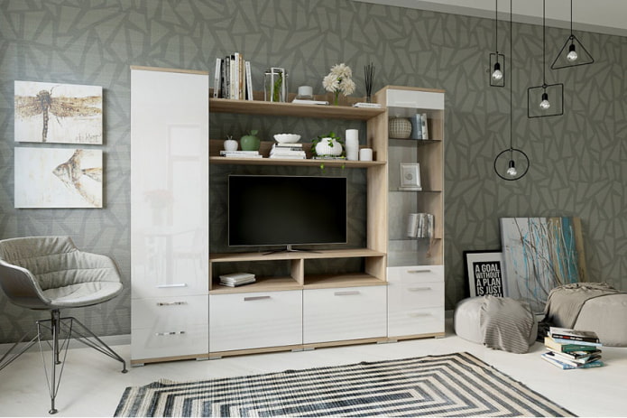 mur modulaire dans le salon
