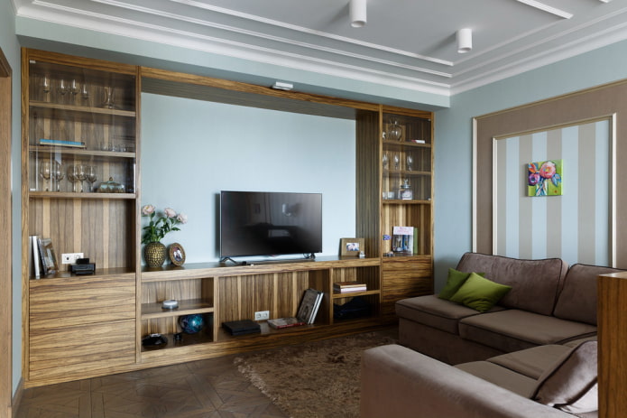 Mur en bois massif dans un salon
