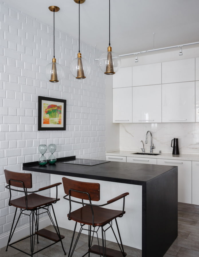 imitation de mur en briques dans la cuisine
