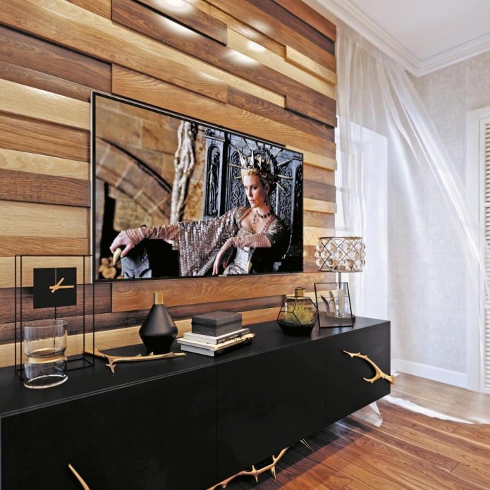 Panneaux MDF 3D imitation bois à l'intérieur