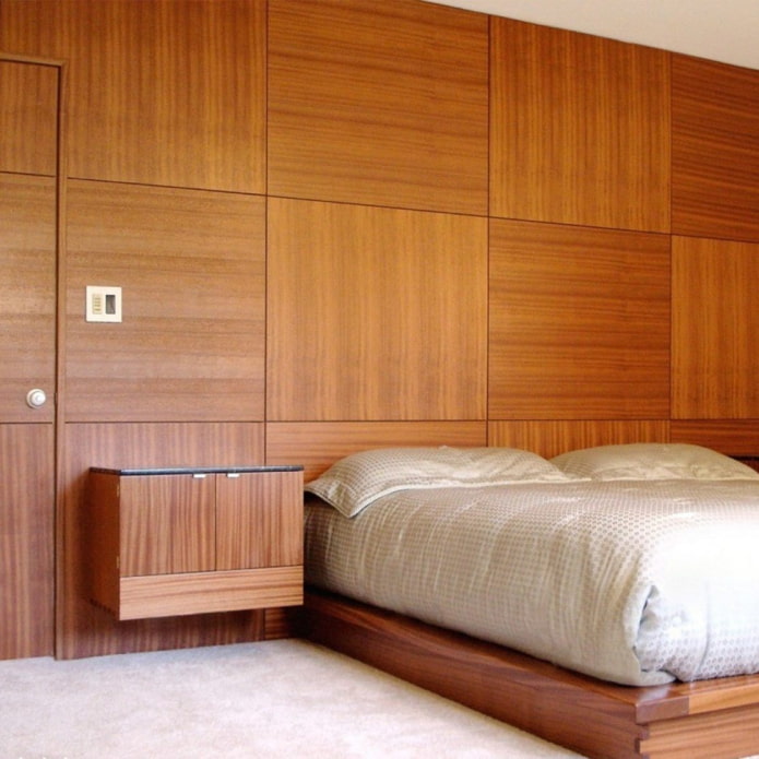 Décoration de la chambre avec des panneaux MDF carrés