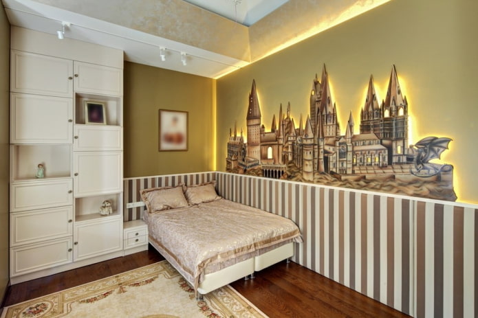 autocollant mural château dans la chambre de bébé