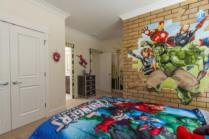 Conception des murs d'une chambre de garçon