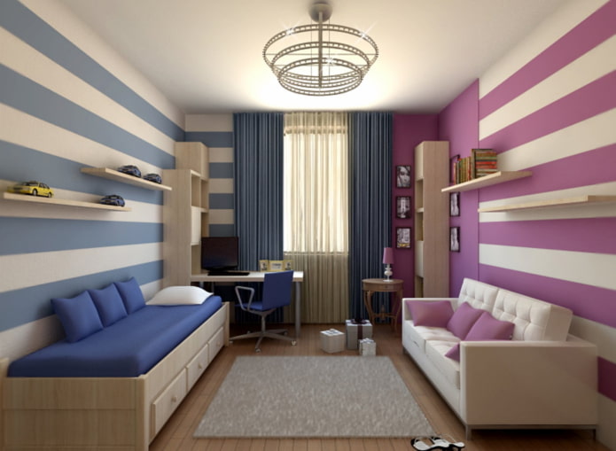 Décoration murale dans une chambre pour enfants de sexes différents