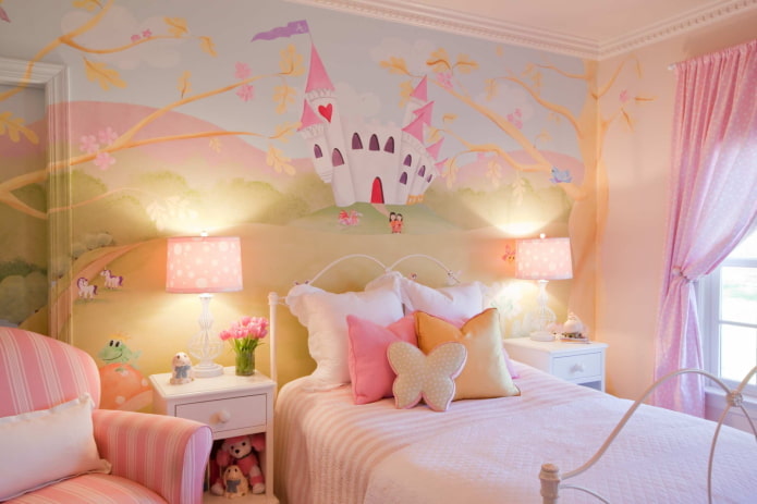 Décoration murale dans une chambre de fille