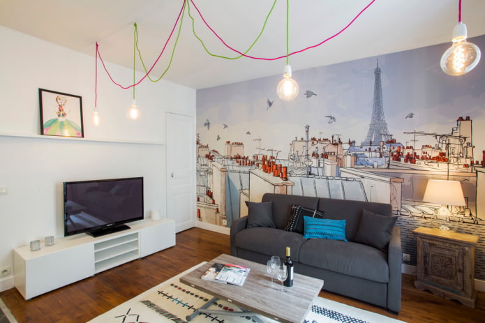 mur d'accent avec papier peint photo