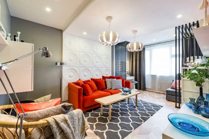 mur d'accent avec panneaux 3D