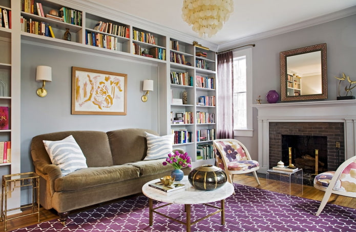 Intérieur de salon de style éclectique