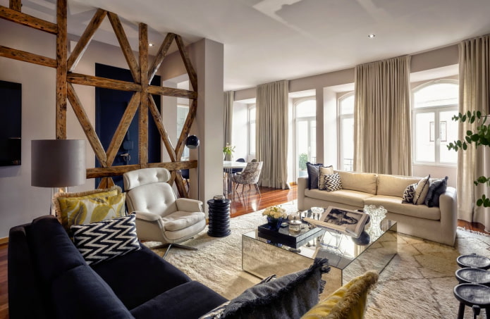 Intérieur de salon de style éclectique
