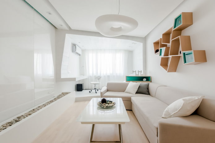 intérieur d'un petit salon en blanc