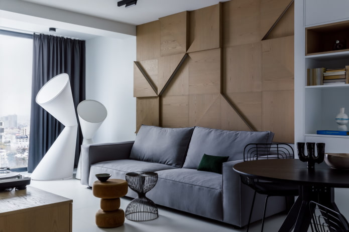 mur élégant derrière le canapé