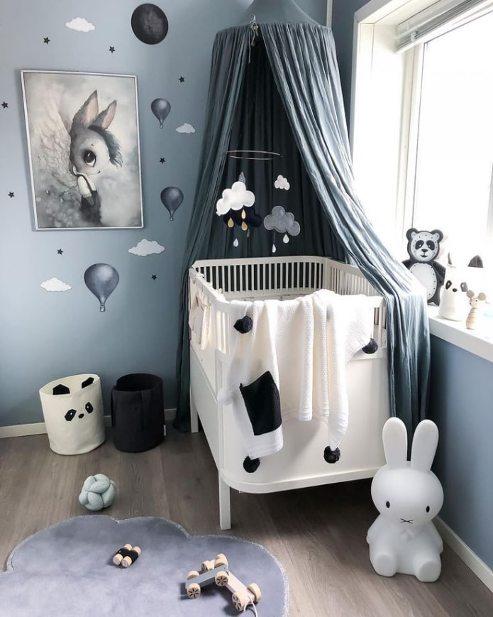 chambre d'enfant aux tons froids