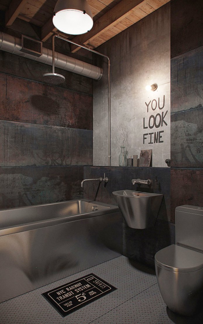 éclairage dans une salle de bain de style loft