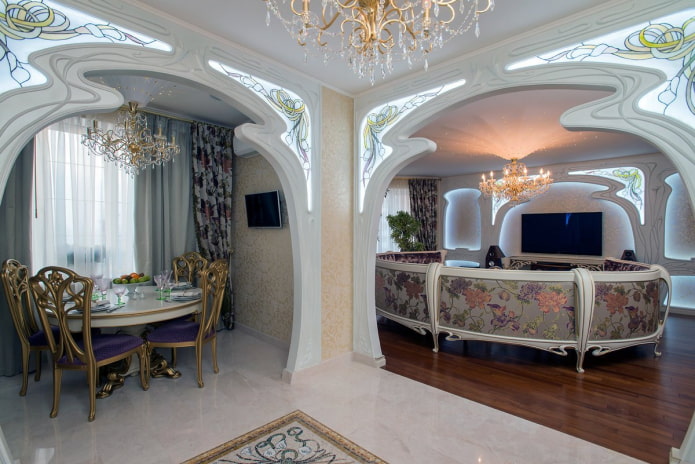 Salle à manger et salon de style moderne
