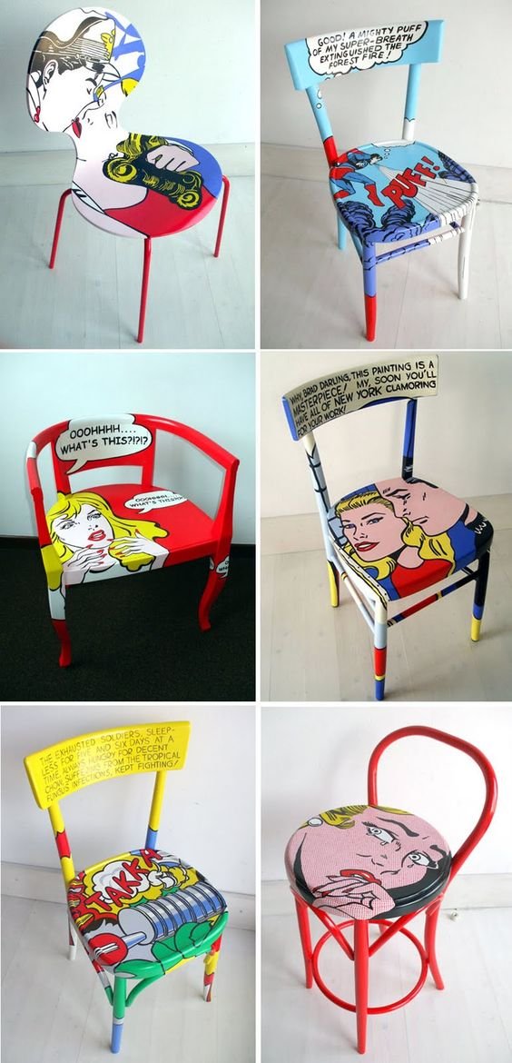 chaises de style pop art