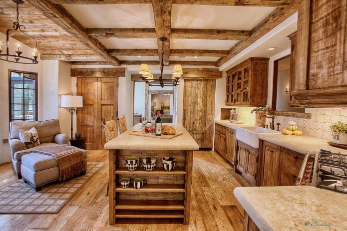 Intérieur de cuisine de style rustique